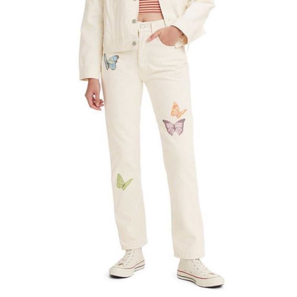 Levi’s 501 Original High Rise Straight Leg Butterfly Print Jeans